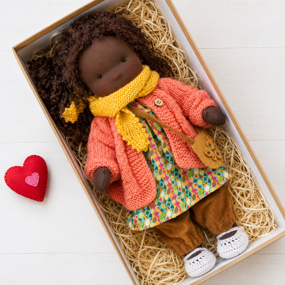 Waldorf-inspirierte Stoffpuppe 30 cm für Kinder Weiche Ragdoll Kuschelpuppe zum Spielen und Dekorieren