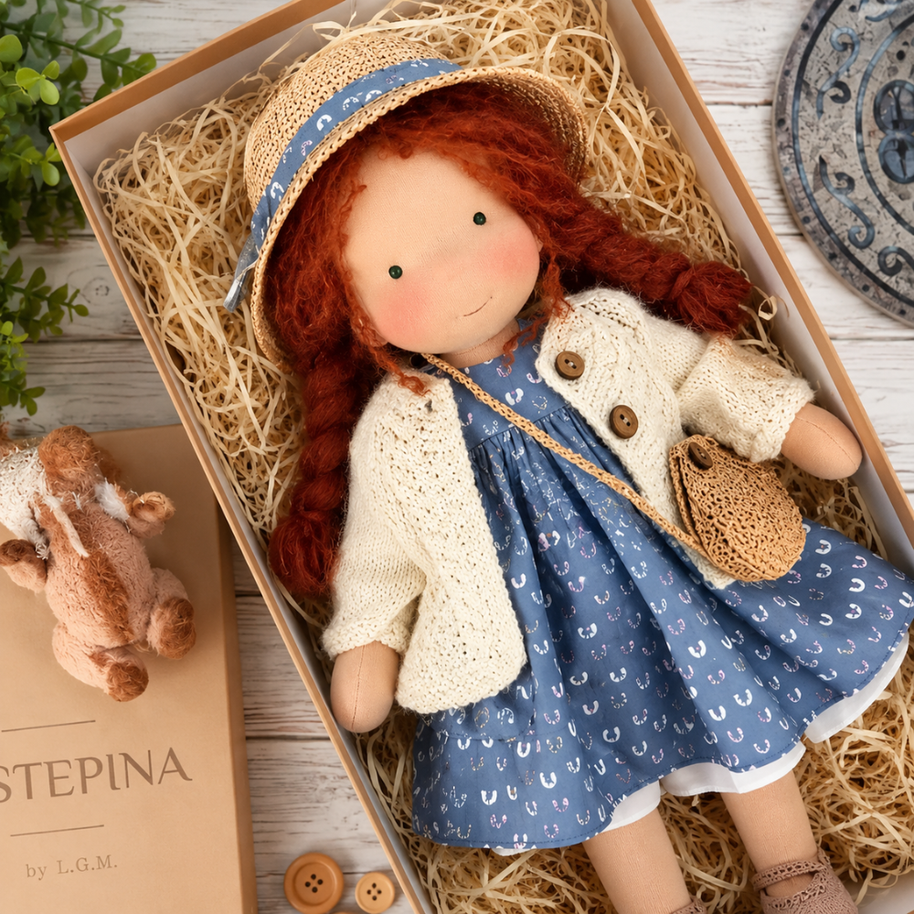 Waldorf-inspirierte Stoffpuppe 30 cm für Kinder Weiche Ragdoll Kuschelpuppe zum Spielen und Dekorieren