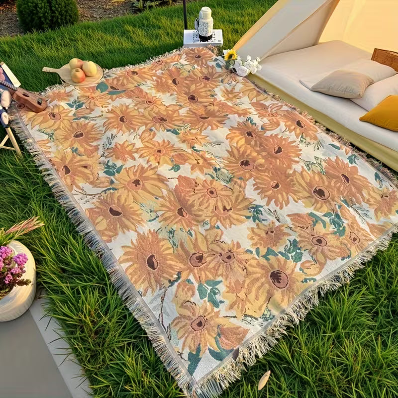 Leichte Blumenmuster Picknickdecke 180x230cm - Wasserdicht Sandfrei für Outdoor-Aktivitäten