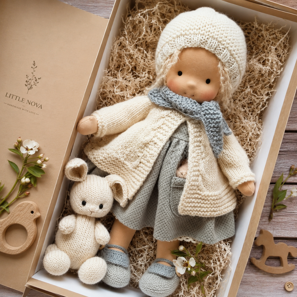Waldorf-inspirierte Stoffpuppe 30 cm für Kinder Weiche Ragdoll Kuschelpuppe zum Spielen und Dekorieren
