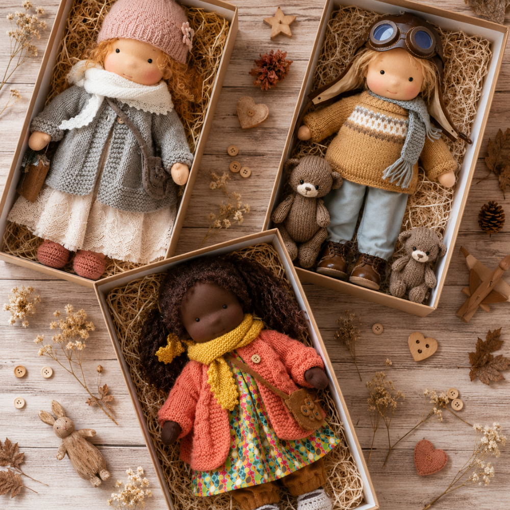 Waldorf-inspirierte Stoffpuppe 30 cm für Kinder Weiche Ragdoll Kuschelpuppe zum Spielen und Dekorieren