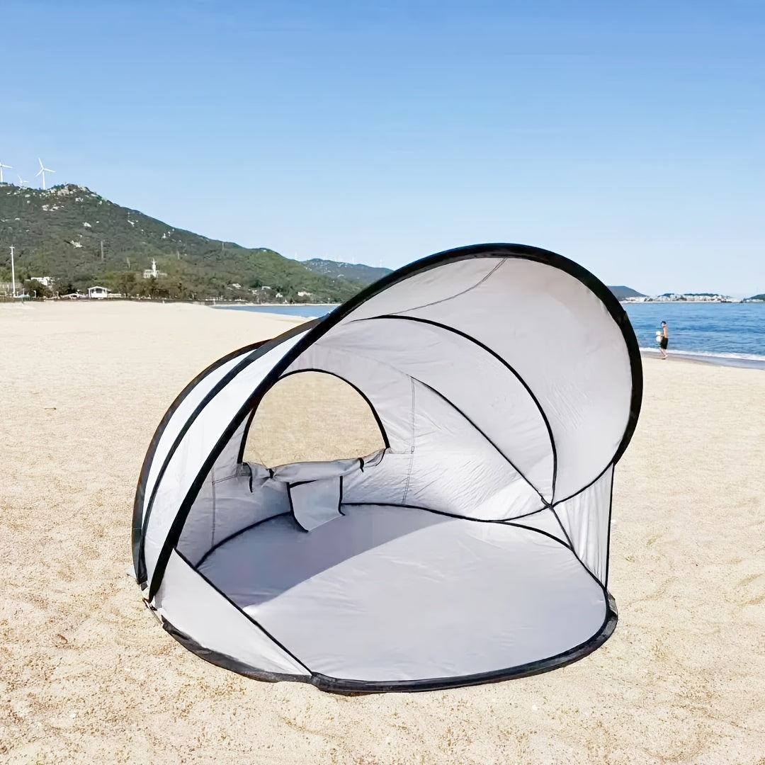Pop-Up Strandmuschel für 2-3 Personen – Automatisches Strandzelt mit Sonnenschutz, Tragetasche, Heringen & Abspannseilen