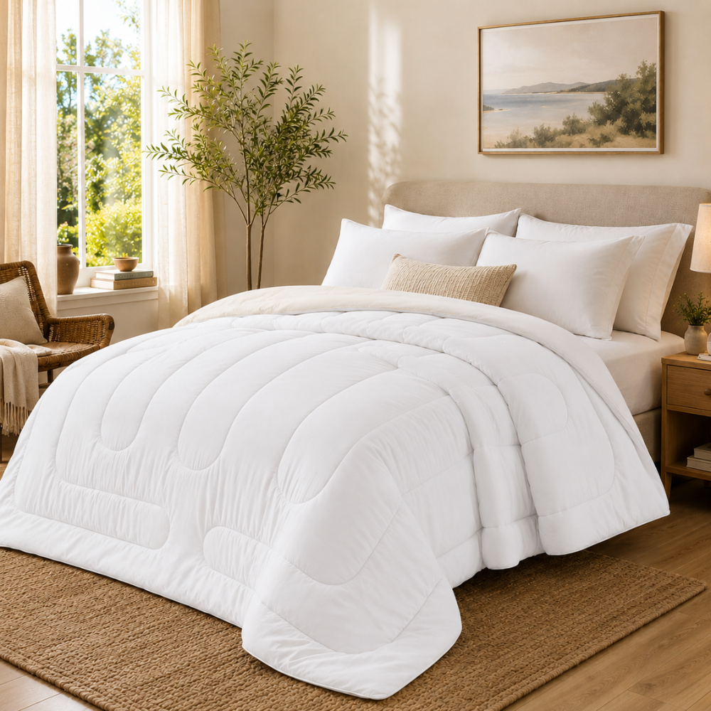 Ganzjahres Bettdecke – Weiche gesteppte Komfortdecke, atmungsaktive Schlafdecke für Bett, Schlafzimmer & Gästezimmer