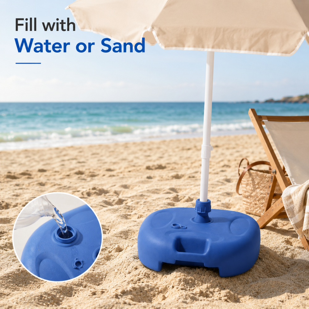 Befüllbarer Sonnenschirmständer aus Kunststoff 40 x 40 x 25 cm Schirmfuß für Wasser oder Sand Garten Terrasse Strand