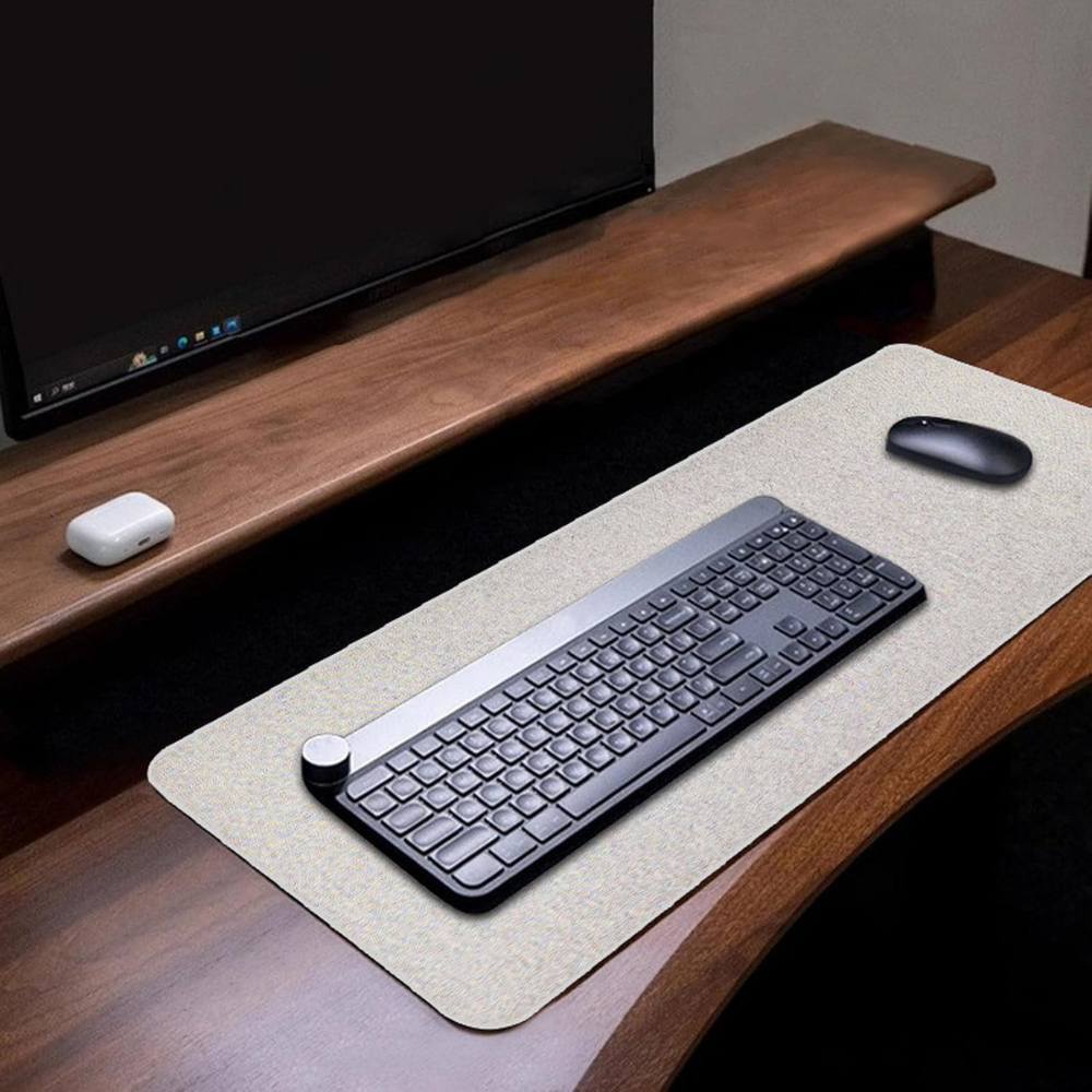 Schreibtischunterlage & XXL Mauspad aus Baumwoll-Leinen-Mix – Rutschfeste Matte mit Gummibasis für Büro, Homeoffice, Schule & Gaming