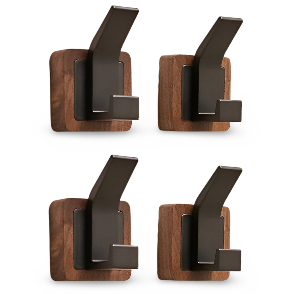 Stylischer Wandgarderoben aus Walnuss mit Vielseitigen Haken für Effiziente Wohnorganisation in jedem Raum