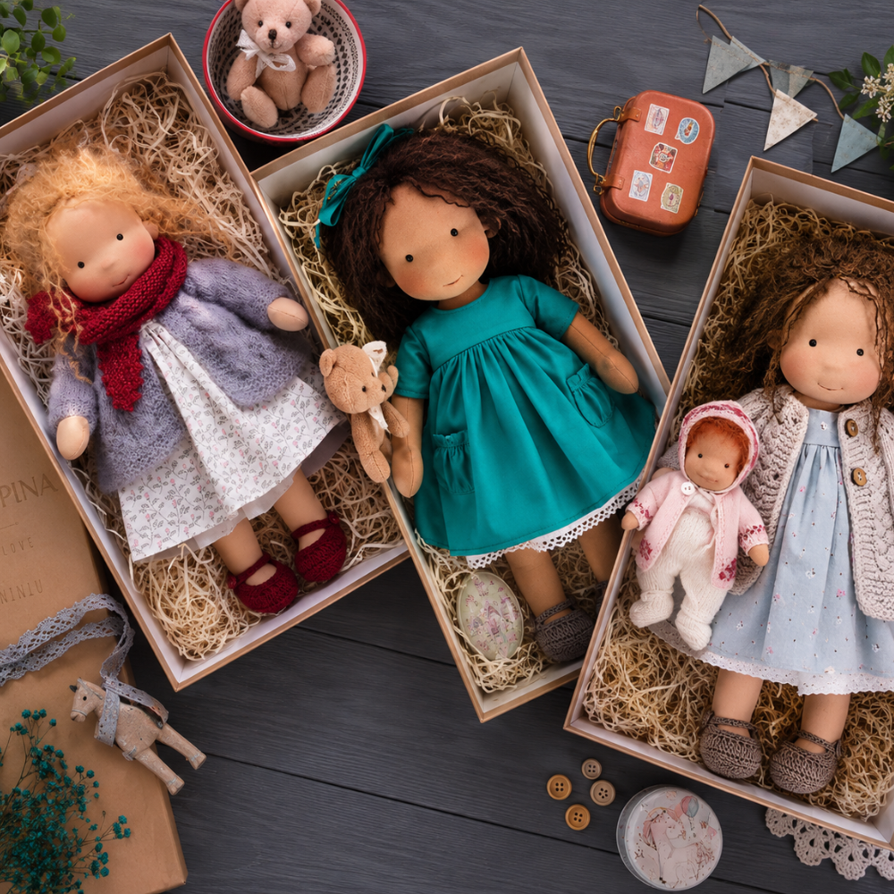 Waldorf-inspirierte Stoffpuppe 30 cm für Kinder Weiche Ragdoll Kuschelpuppe zum Spielen und Dekorieren