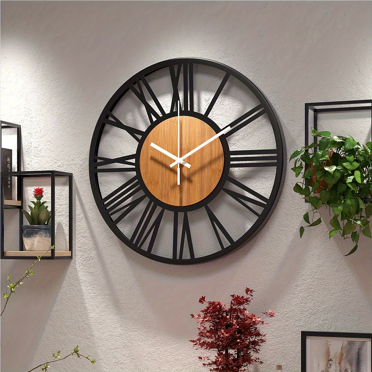 Vintage Wanduhr mit Römischen Zahlen – Geräuschlose Runde Dekouhr für Wohnzimmer, Schlafzimmer & Büro