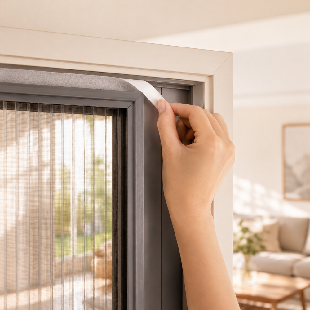 Seitlich öffnende Moskitür ohne Bohren – Magnetische Insektenschutztür für Balkon, Terrasse & Innenräume