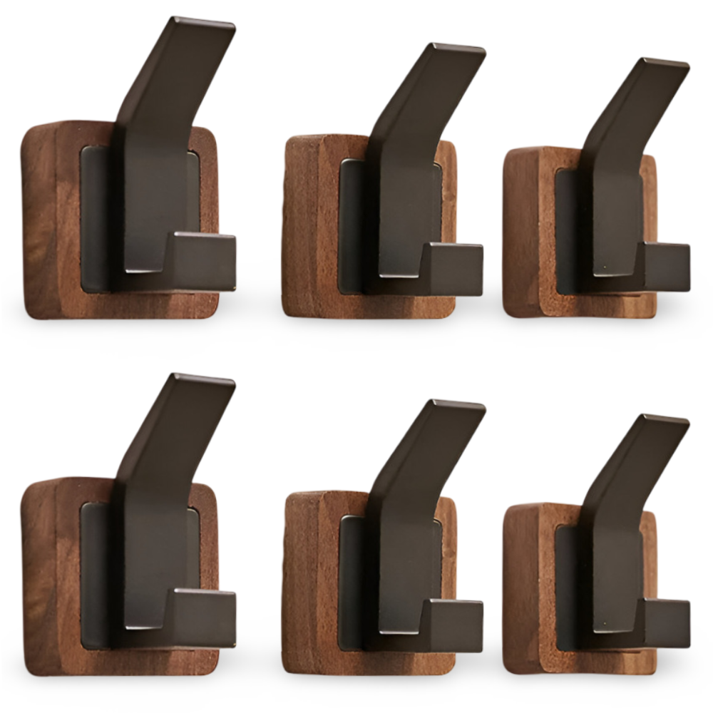 Stylischer Wandgarderoben aus Walnuss mit Vielseitigen Haken für Effiziente Wohnorganisation in jedem Raum