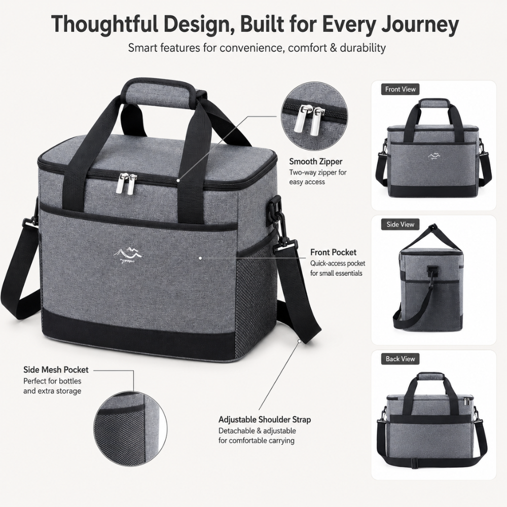 Thermotasche aus Oxford-Stoff Isolierte Picknicktasche mit Tragegriff und Schultergurt für Arbeit Outdoor Camping
