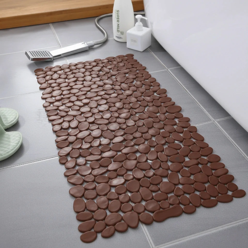 Rutschfeste Duschmatte in Kieselstein-Optik 70x36 und 88x40 cm – Badematte mit Saugnäpfen