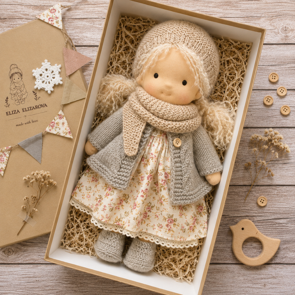 Waldorf-inspirierte Stoffpuppe 30 cm für Kinder Weiche Ragdoll Kuschelpuppe zum Spielen und Dekorieren