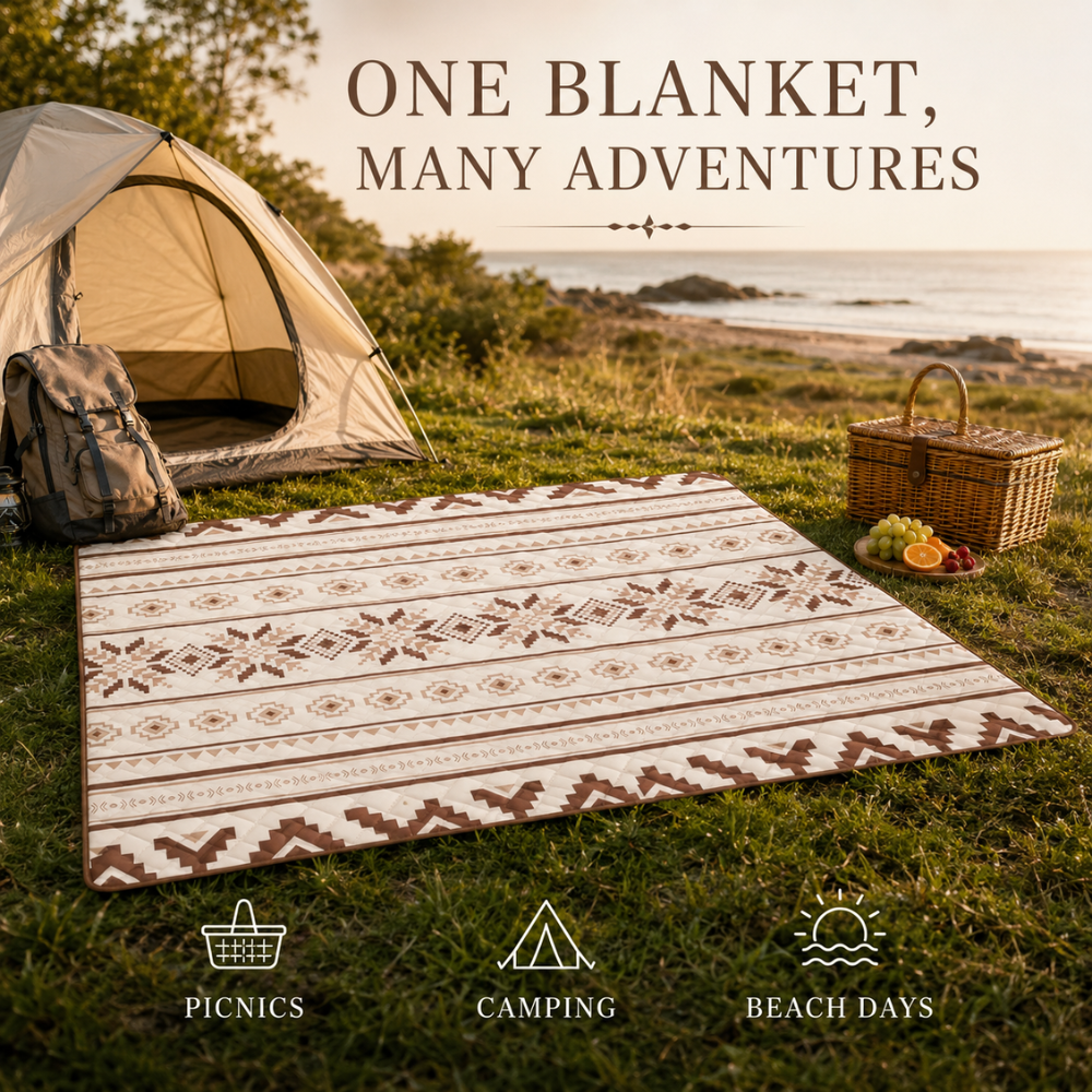 Extra große faltbare Picknickdecke aus Polyester | Outdoor Camping- und Strandmatte für Ausflüge