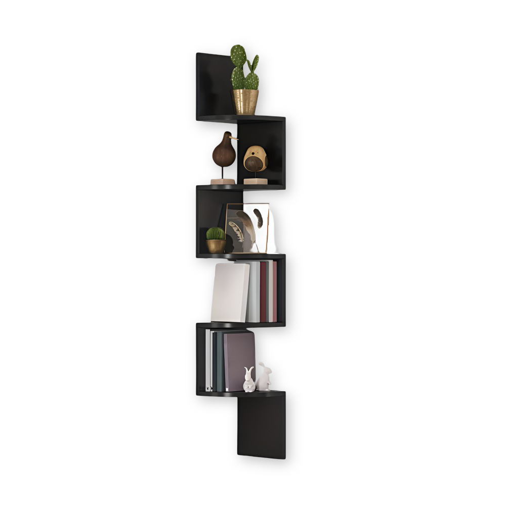 5-Tier Ecke-Wandregal - Stilvolle, Platzsparende Aufbewahrungslösung für Bücher, Pflanzen und Wohnaccessoires in jedem Raum