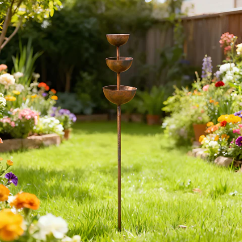 Vogeltränke Garten | 3-stufiges Vogelbad aus Eisen mit dekorativen Wasserschalen für Terrasse, Balkon und Außenbereich