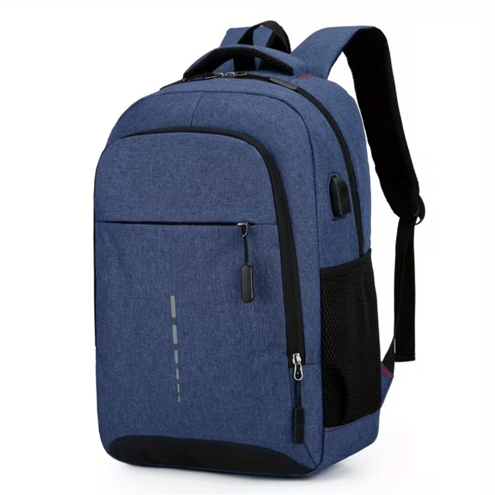 Wasserabweisender Laptop-Rucksack 44 × 30 × 13 cm – Schlanker Freizeitrucksack mit USB-Anschluss und Reflexstreifen