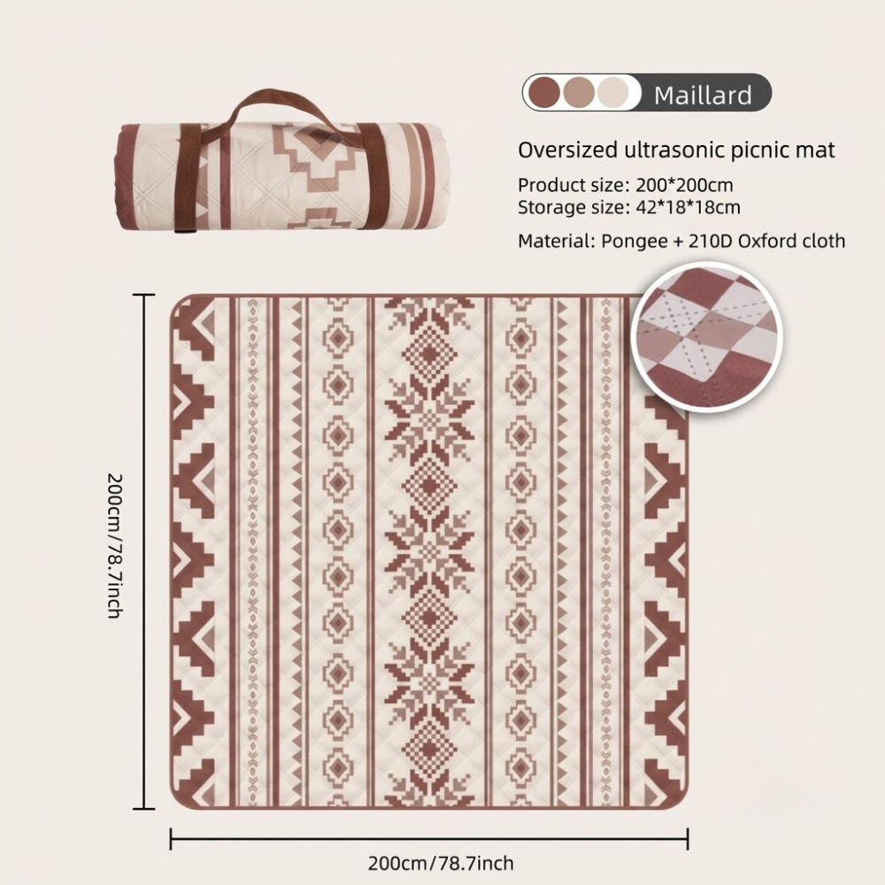 Extra große faltbare Picknickdecke aus Polyester | Outdoor Camping- und Strandmatte für Ausflüge