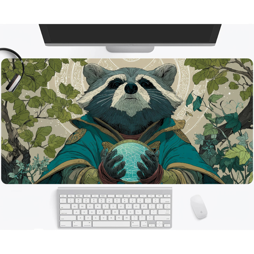 Großes Gaming Mauspad 30 × 60 cm mit Fantasy-Tiermotiv | Rutschfeste Gummi-Schreibtischunterlage mit genähtem Rand