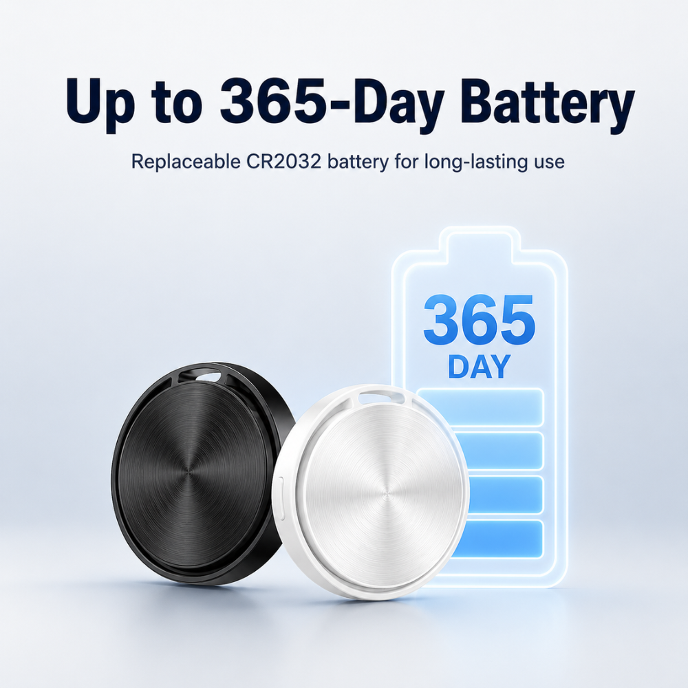 Bluetooth-Tracker für Android – Kompakter Smart Tag mit Google Find Hub, Tonalarm & langer Batterielaufzeit für Schlüssel, Tasche & Gepäck