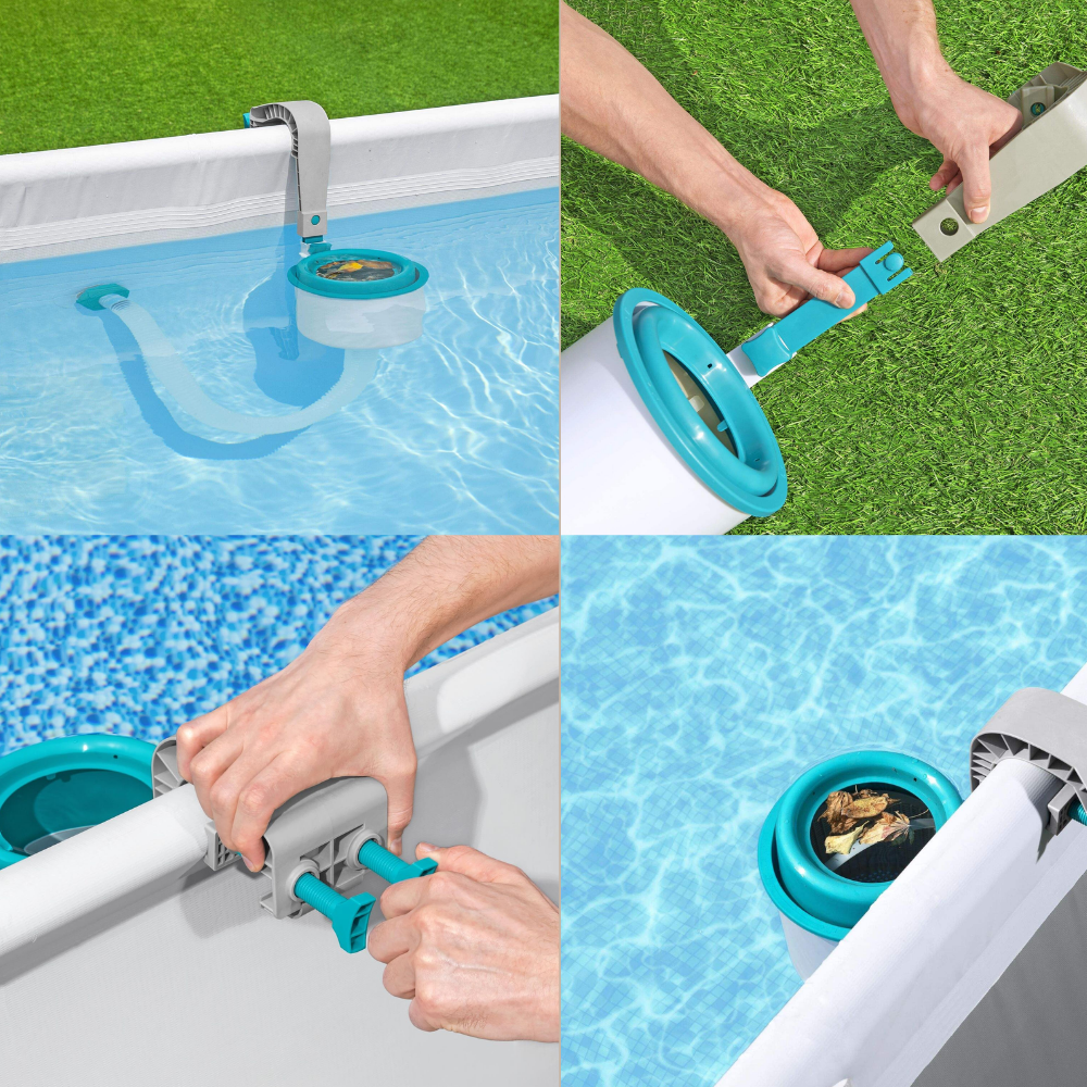 Pool-Oberflächenskimmer für Aufstellpools | Wandmontierter Skimmer mit Schlauch, verstellbarer Halterung und herausnehmbarem Filterkorb