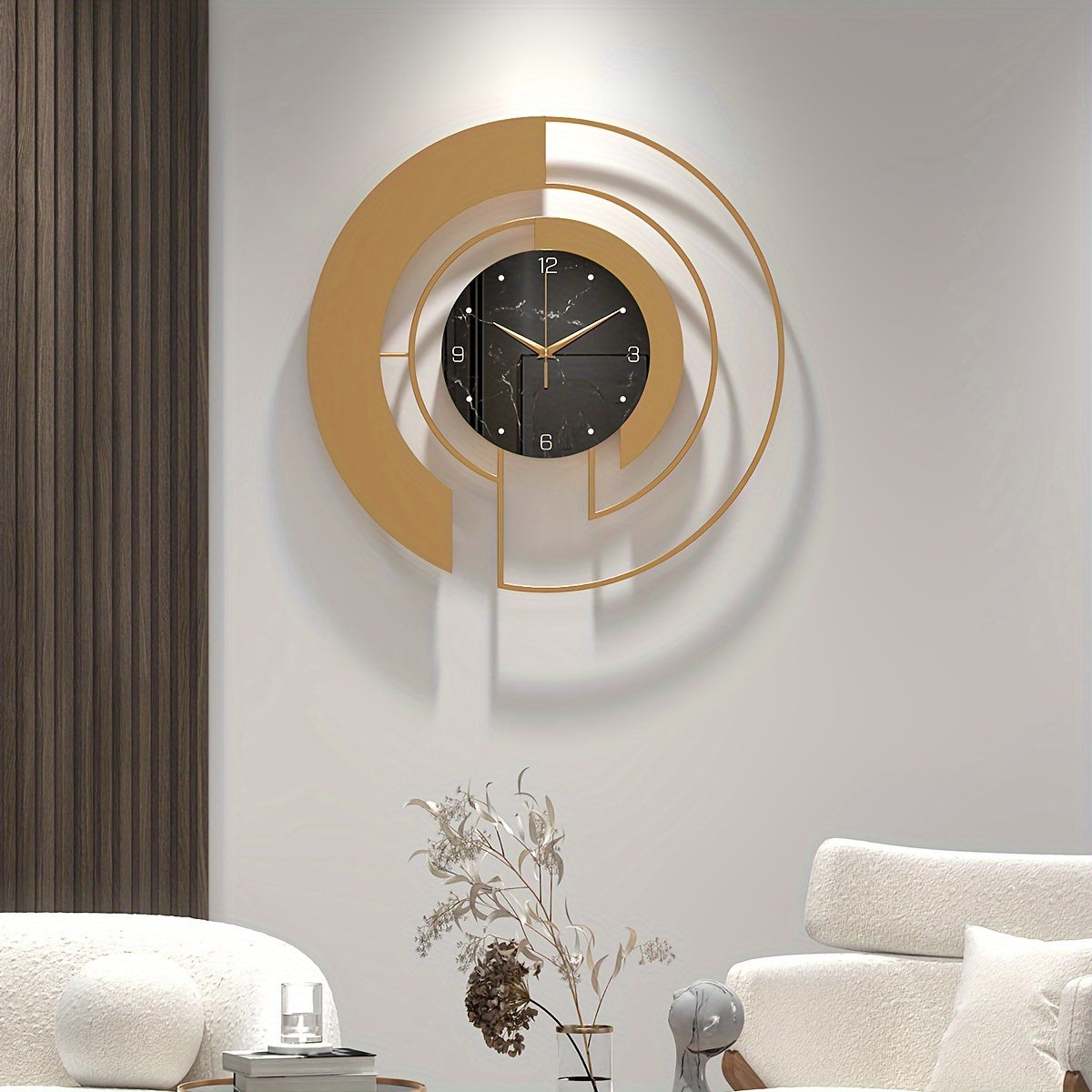 Moderne Metall Wanduhr in Glasoptik – Runde Designer Uhr mit geometrischem Muster & leisem Uhrwerk für Wohnzimmer