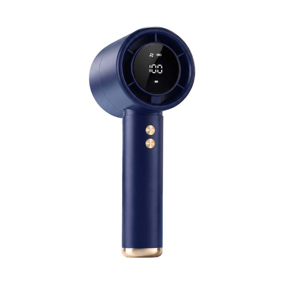 Tragbarer Mini-Turbo-Handventilator mit Digitalanzeige – USB-C aufladbarer Hochgeschwindigkeits-Ventilator mit 100 Geschwindigkeitsstufen für Reisen, Büro und Outdoor