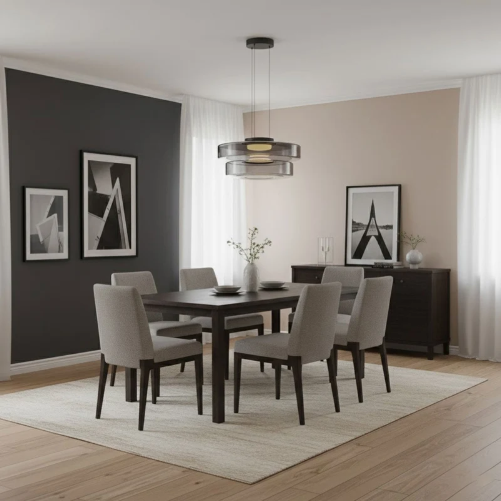 Skandinavische Hängeleuchte Rauchglas - Minimalistische LED Pendellampe Höhenverstellbar