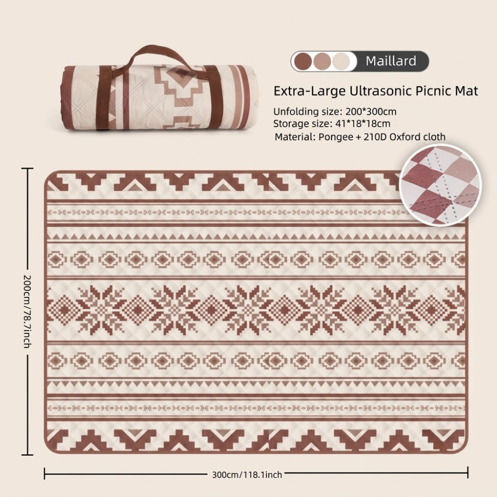 Extra große faltbare Picknickdecke aus Polyester | Outdoor Camping- und Strandmatte für Ausflüge