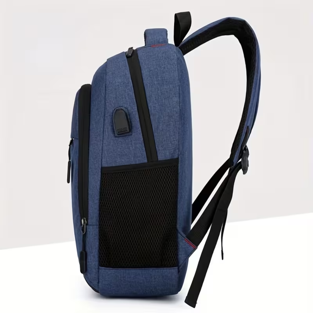 Wasserabweisender Laptop-Rucksack 44 × 30 × 13 cm – Schlanker Freizeitrucksack mit USB-Anschluss und Reflexstreifen
