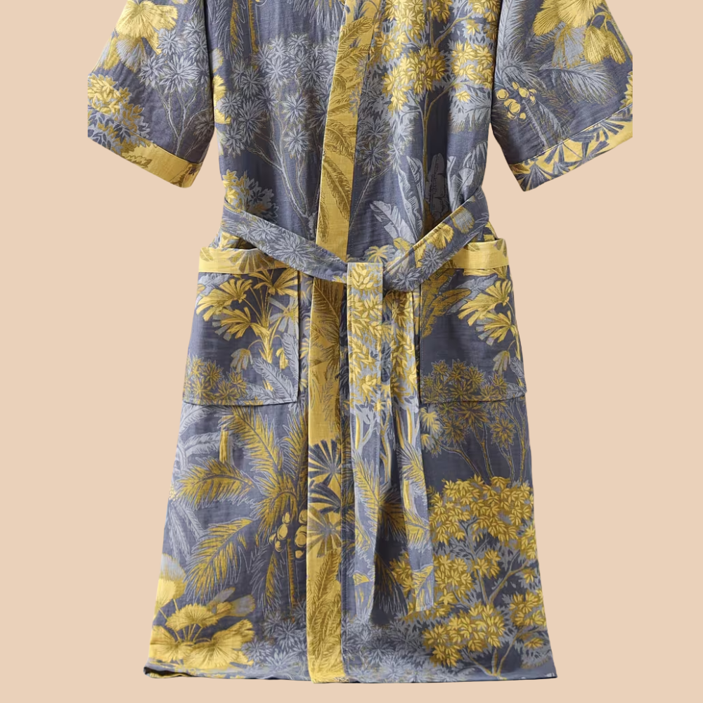 Baumwoll-Gaze Kimono Bademantel - Leichter Morgenmantel & Loungewear für Damen & Herren