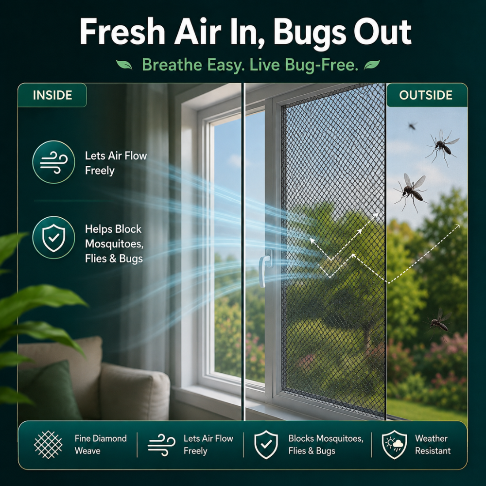 Selbstklebendes Fliegengitter für Fenster – Zuschneidbares Moskitonetz mit Klettband gegen Insekten