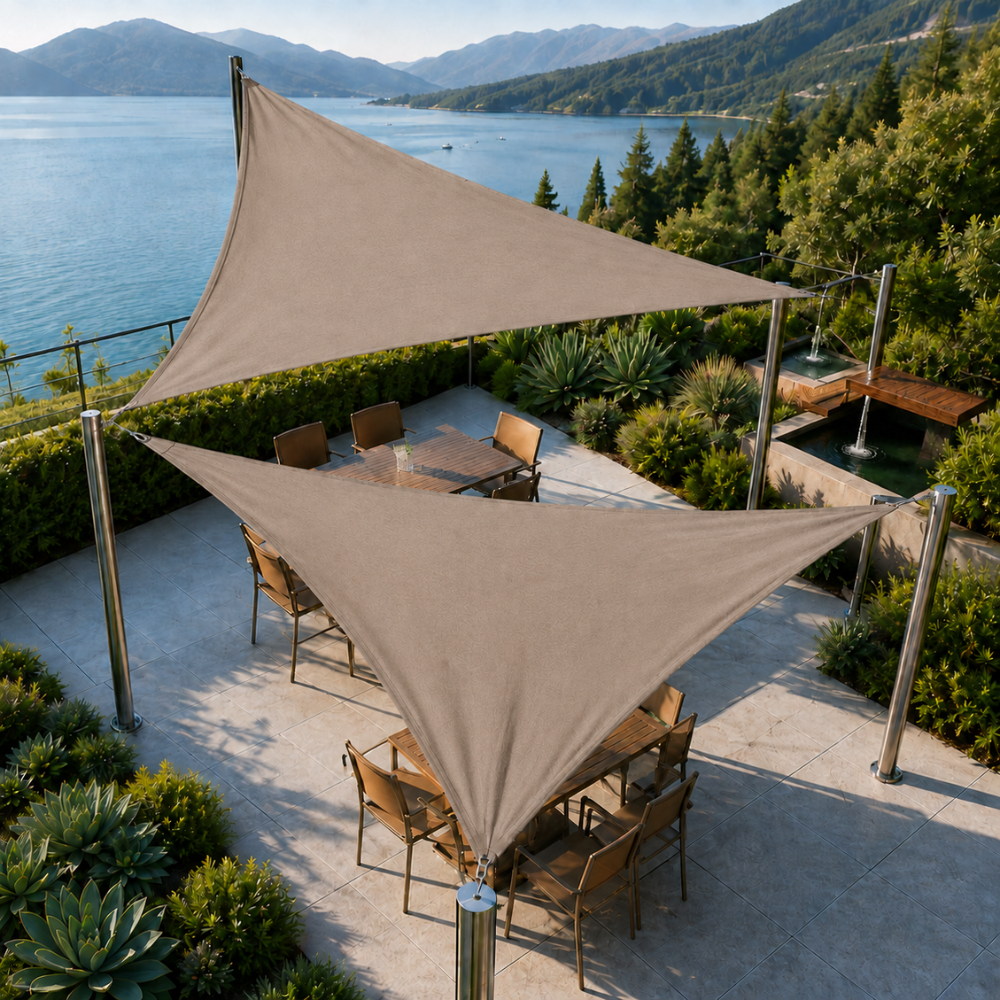 Dreieckiges Sonnensegel 300D Oxford-Gewebe – Robust & UV-Beständig – für Terrasse & Garten