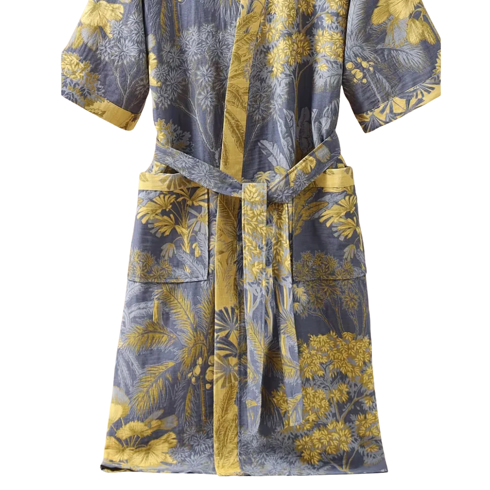 Baumwoll-Gaze Kimono Bademantel - Leichter Morgenmantel & Loungewear für Damen & Herren