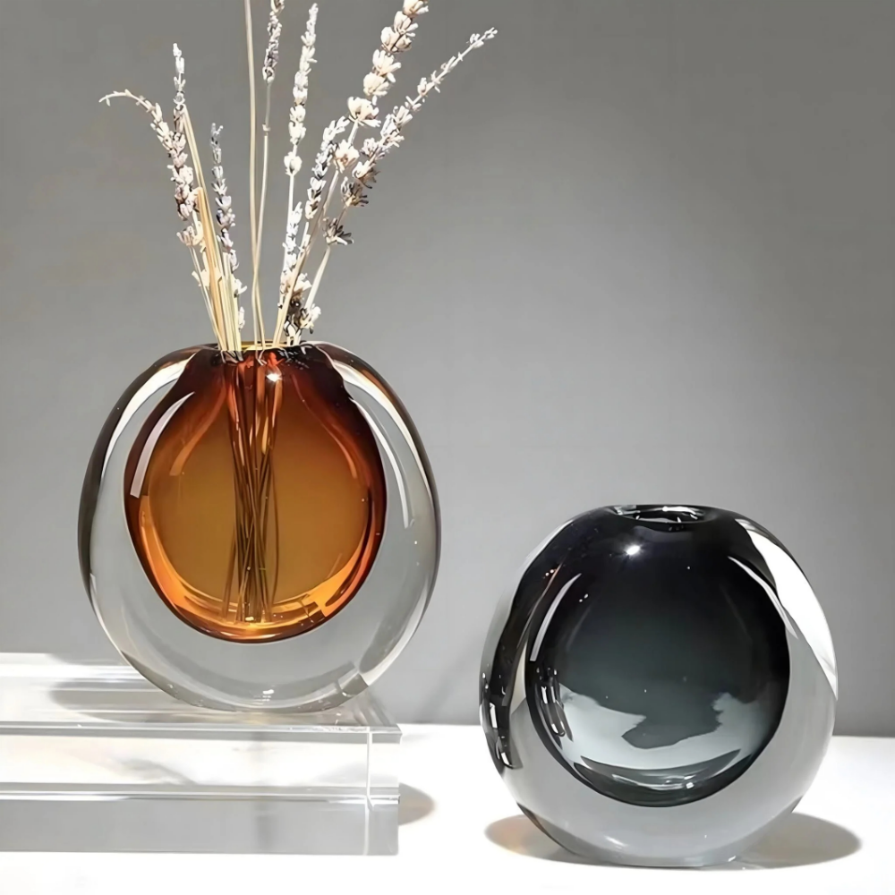 Moderne Opaleszierende Kristallvase - Stilvolles Deko-Objekt für Tisch & Wohnzimmer