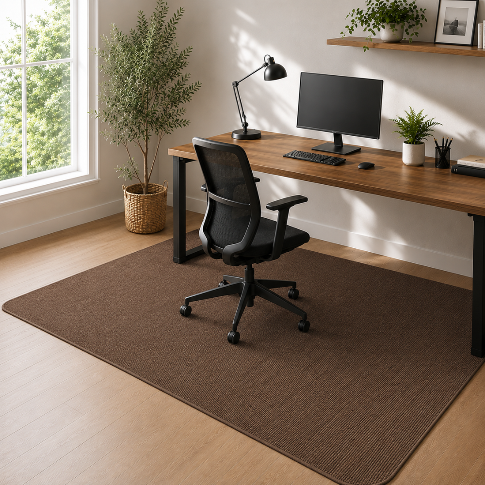 Rutschfeste Bürostuhlmatte aus strapazierfähigem Polyester | Bodenschutzmatte für Schreibtischstuhl und Homeoffice