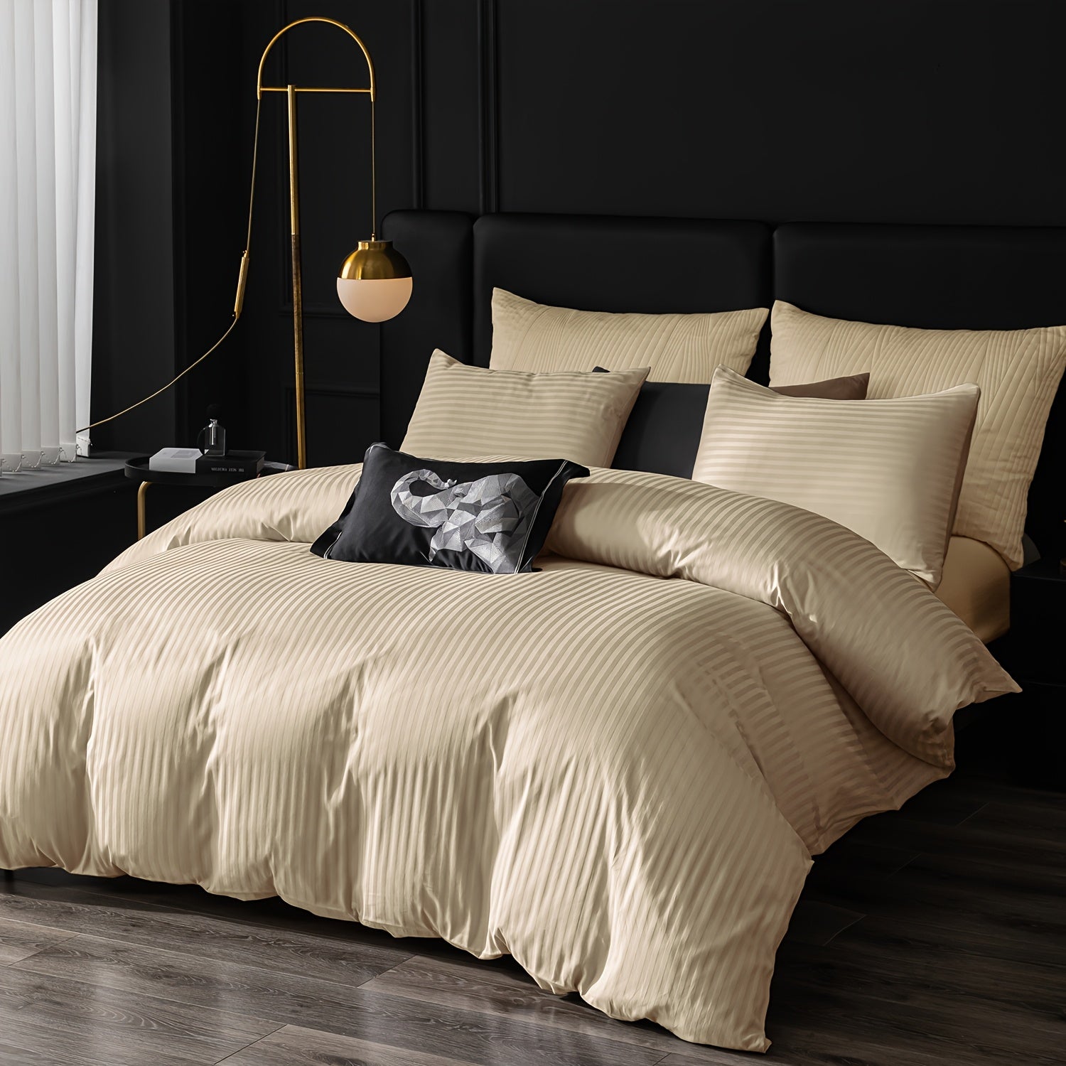 Satin Bettbezug 100% 300T – Weicher Atmungsaktiver Deckenbezug mit Streifenmuster für Schlafzimmer