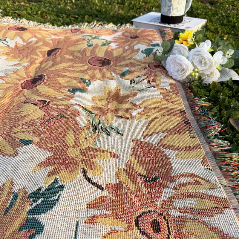 Leichte Blumenmuster Picknickdecke 180x230cm - Wasserdicht Sandfrei für Outdoor-Aktivitäten