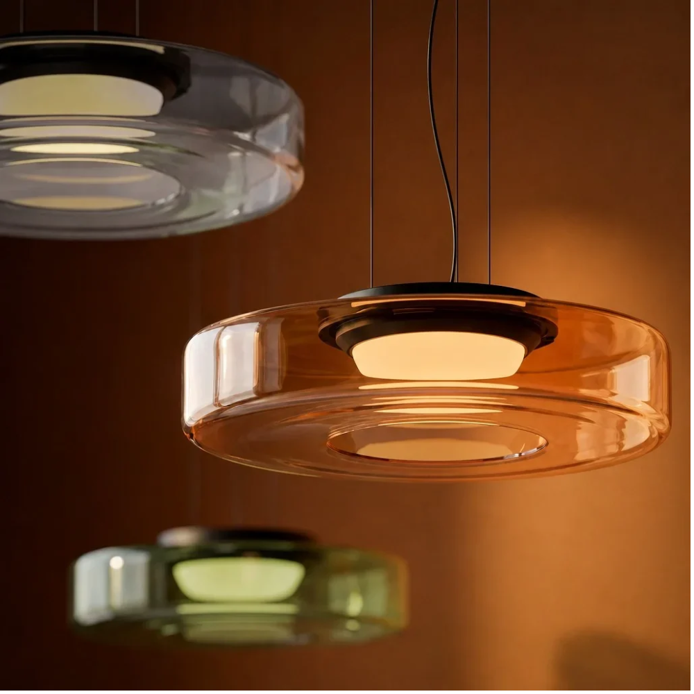 Skandinavische Hängeleuchte Rauchglas - Minimalistische LED Pendellampe Höhenverstellbar