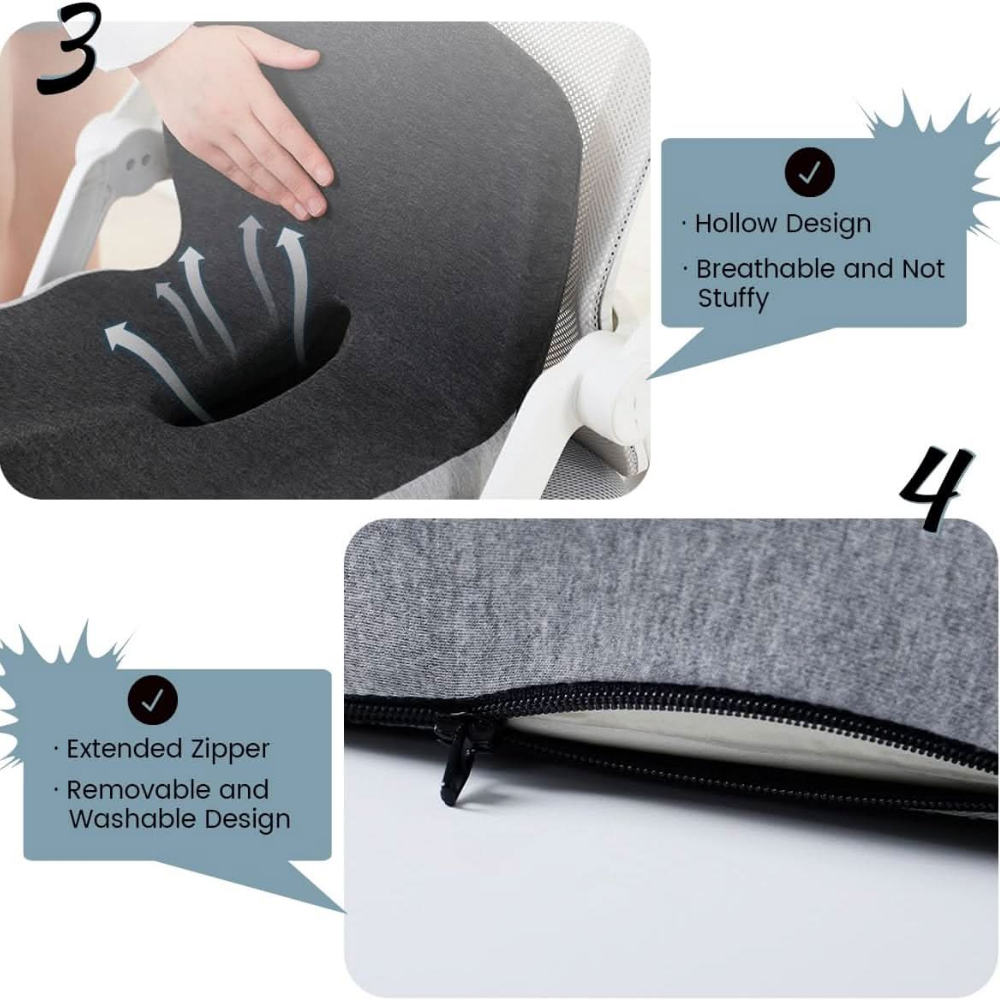 Orthopädisches Sitzkissen für bessere Haltung - Rutschfester Memory-Schaum Kissen für Stühle