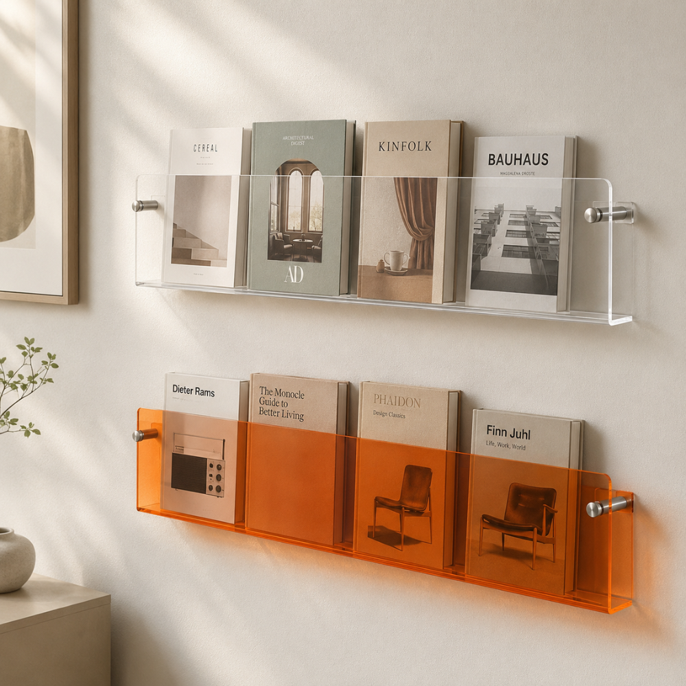 Transparentes Wandregal aus Kunststoff Wandmontierter Prospekthalter für Bücher Zeitschriften Magazine Büro Zuhause