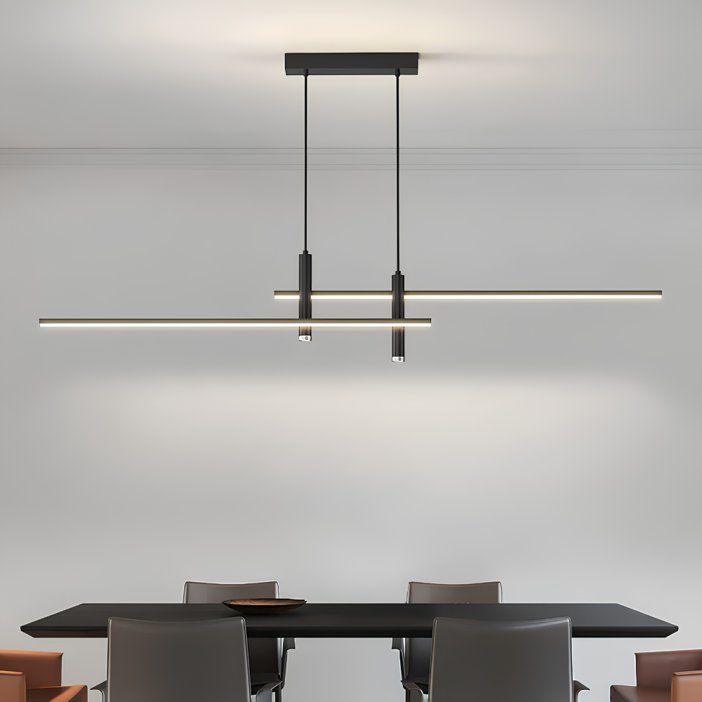 Lineare Pendelleuchte in Schwarz – Höhenverstellbare Metalllampe mit dimmbarem warmem Licht