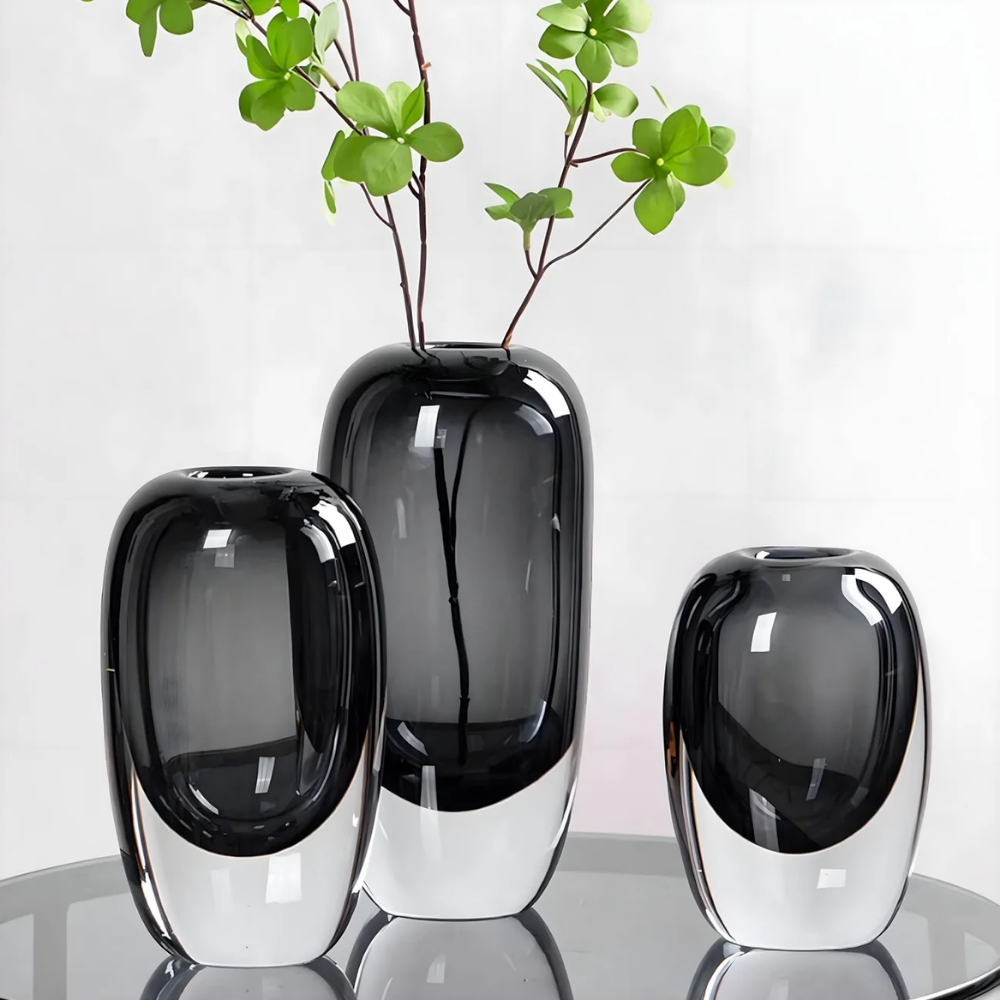 Moderne Opaleszierende Kristallvase - Stilvolles Deko-Objekt für Tisch & Wohnzimmer