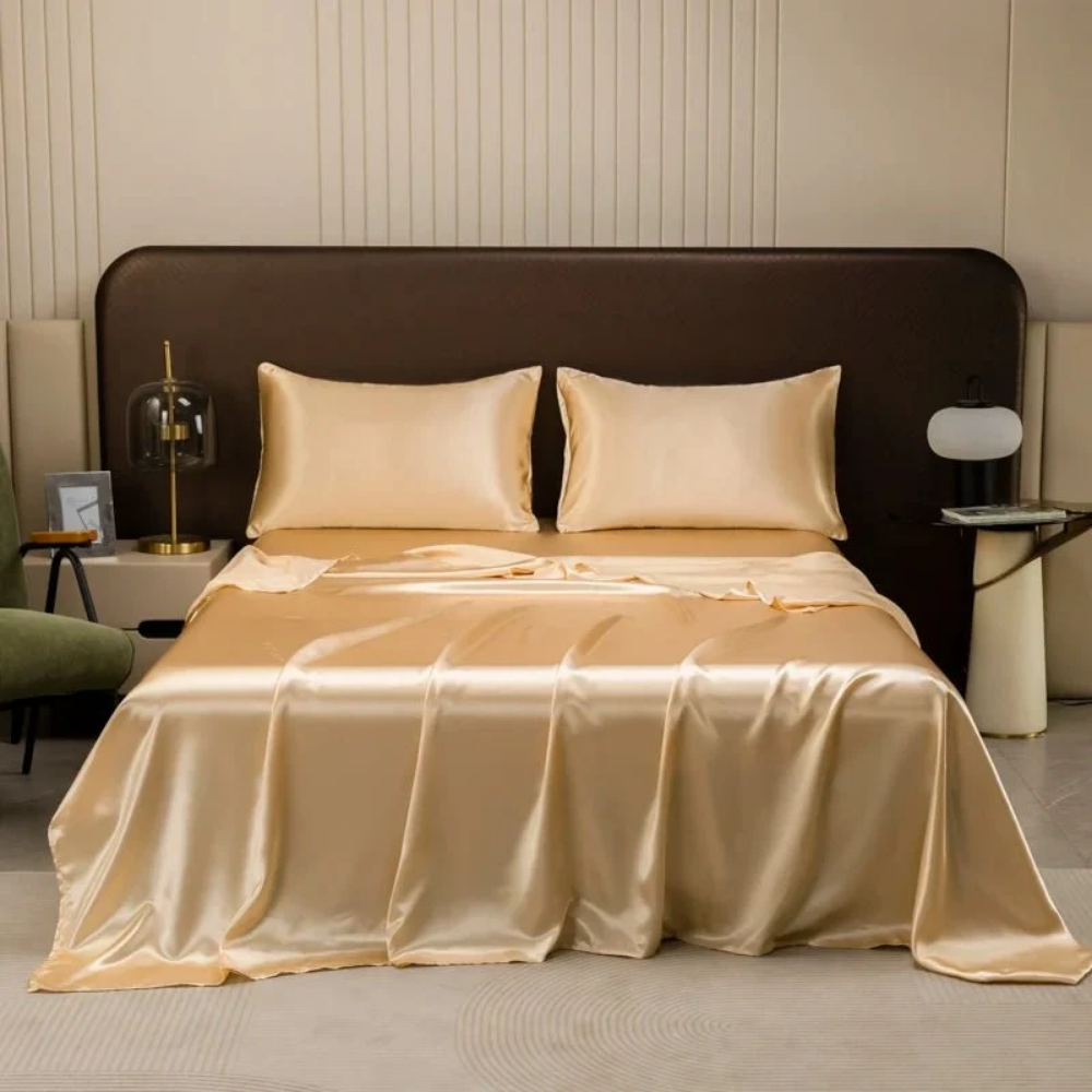 Leichtes Satin Bettwäsche-Set - Seidenweiche Laken mit Kissenbezügen für Schlafzimmer