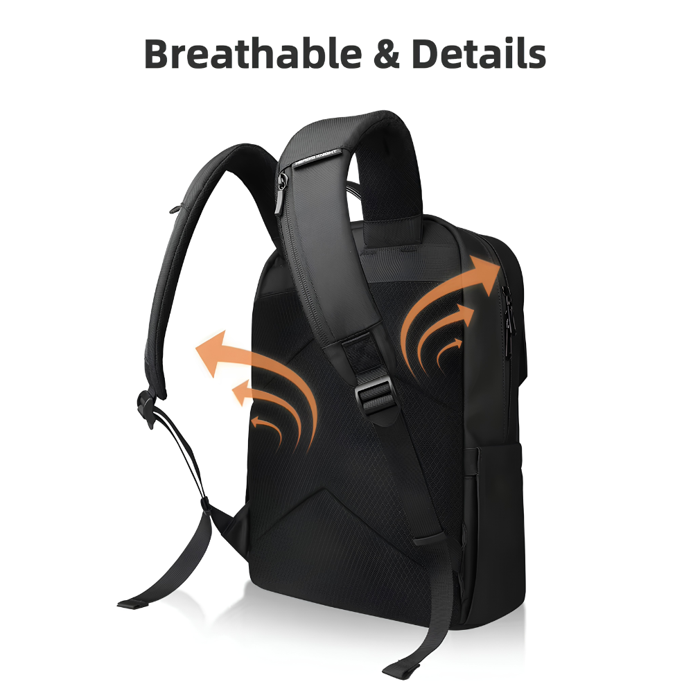 Eleganter Business Laptop Rucksack für Herren - Wasserdichter 15,6” Tagesrucksack mit Klappe