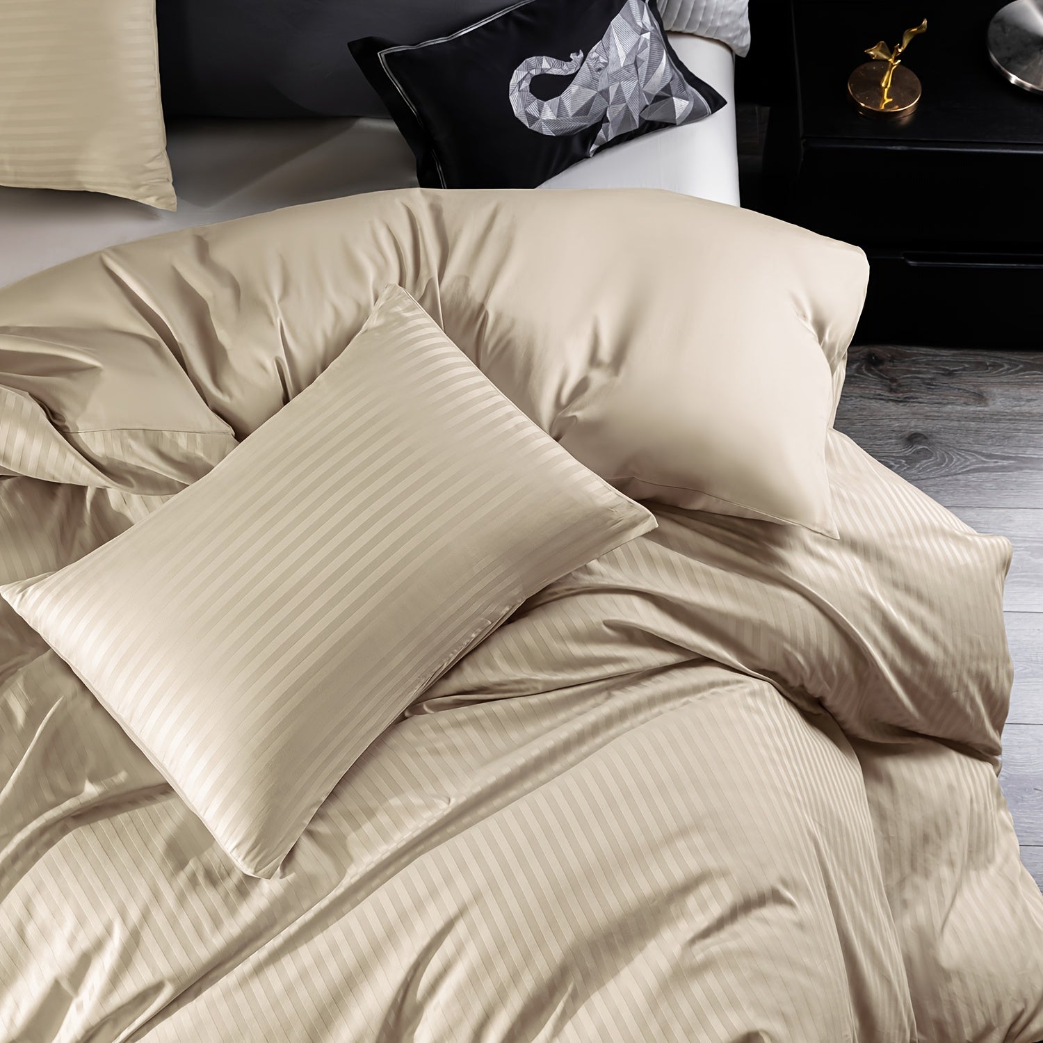 Satin Bettbezug 100% 300T – Weicher Atmungsaktiver Deckenbezug mit Streifenmuster für Schlafzimmer