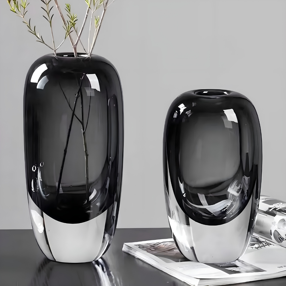 Moderne Opaleszierende Kristallvase - Stilvolles Deko-Objekt für Tisch & Wohnzimmer