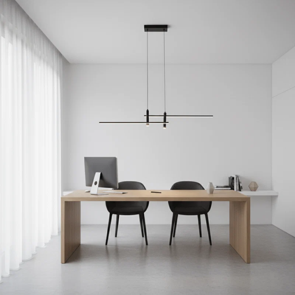 Lineare Pendelleuchte in Schwarz – Höhenverstellbare Metalllampe mit dimmbarem warmem Licht