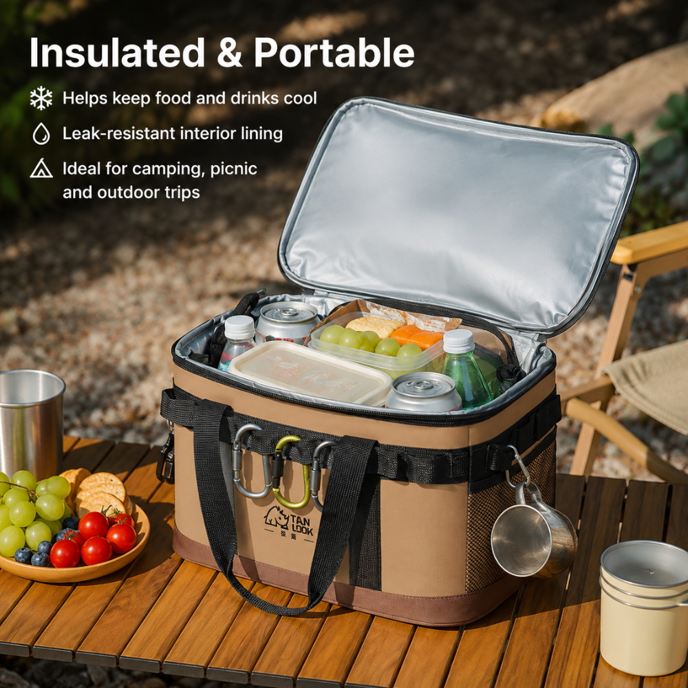 Tragbare Kühltasche aus Polyester 23L Isolierte Campingtasche mit Griff für Picknick Outdoor und Reise