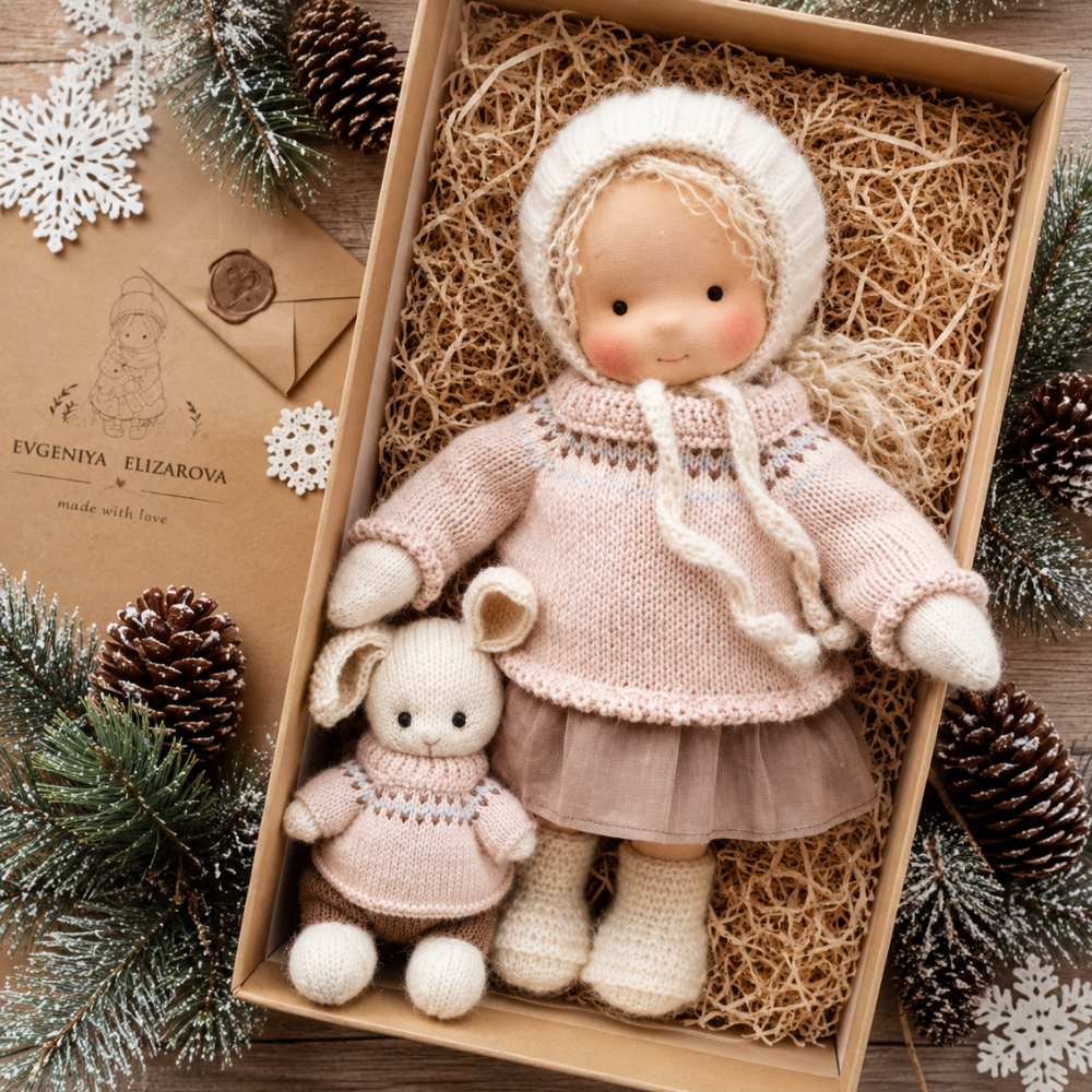 Waldorf-inspirierte Stoffpuppe 30 cm für Kinder Weiche Ragdoll Kuschelpuppe zum Spielen und Dekorieren